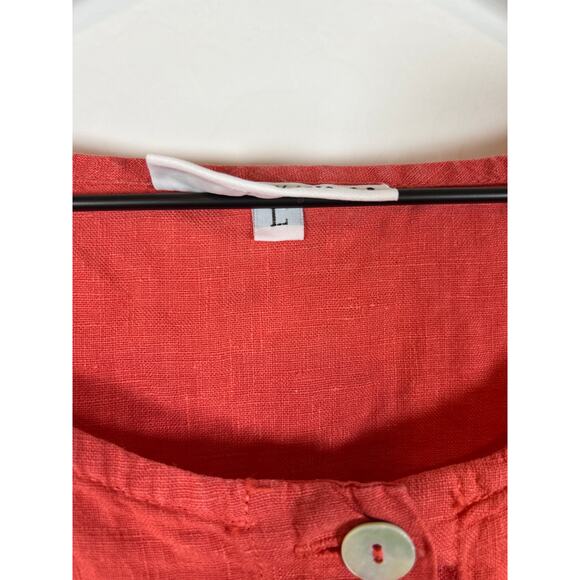 Bryn Walker lagenlook Bessie 100% Linen Orange Button down Oversized Top Size L - Picture 4 of 8